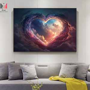 Quadri Moderni con Paesaggio Astratto a Forma di Cuore e <span class=keywords><strong>Nuvole</strong></span> Colorate, Dipinti su Tela Romantici per Arredamento Casa e Regalo - Product Image 2
