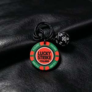 Porte-clés promotionnel <span class=keywords><strong>en</strong></span> céramique <span class=keywords><strong>en</strong></span> forme de jeton de <span class=keywords><strong>poker</strong></span>, porte-clés porte-bonheur de casino, souvenir, avec pendentif dés, cadeau - Product Image 6