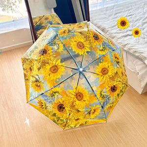 <span class=keywords><strong>Parapluie</strong></span> <span class=keywords><strong>transparent</strong></span> OEM imprimé tournesol en POE, <span class=keywords><strong>parapluie</strong></span> manuel à long manche <span class=keywords><strong>transparent</strong></span> pour la photographie, cadeau, vente en gros - Product Image 2