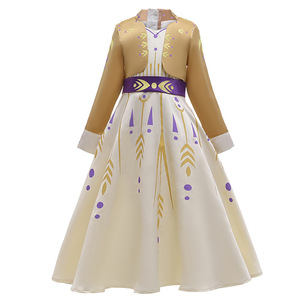 D0075 Vestito da Principessa <span class=keywords><strong>Elsa</strong></span> Anna per Bambini Alta Qualità Maniche Lunghe Abito per Feste in Maschera - Product Image 3