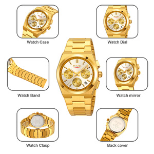 Men's round chronograph <b>watch</b> Luxury stainless steel wristwatch 30M waterproof quartz <b>watch</b> - Product Image 2