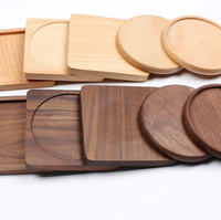 Ensemble de napperon carré rond personnalisé en vrac en bois de hêtre, d'acacia, noyer, sublimation, napperon pour tasse à thé en bois