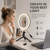 Anneau lumineux LED de 26 cm (10 pouces) pour selfie, lampe annulaire RVB avec trépied pour maquillage, vidéo et diffusion en direct – Vente en gros
