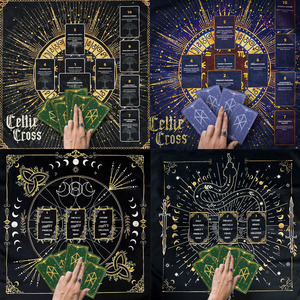 Nouvelle nappe de Tarot velours épaissi 63*63CM croix celtique Tarot carte tissu lecture Cabot Tarot nappe - Product Image 2