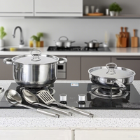 Ensemble de casseroles en acier inoxydable, plusieurs pièces, casseroles et poêles, couvercles en acier inoxydable, compatibles avec l'induction, pour la cuisine à domicile