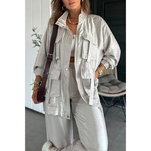 Ensemble 2 pièces décontracté pour femmes, pantalon ample à manches longues avec poche 3D, couleur unie, tendance - Product Image 6