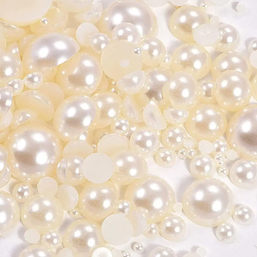 Cheap Half Round DIY Gem Semicircle Flat back Pearls Bead Rhinestones for Nail Art Crafts