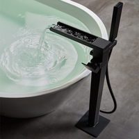 Robinet de baignoire sur pied en laiton GEASAM, finition noir mat, bec cascade, pour distributeurs et fournisseurs de projets