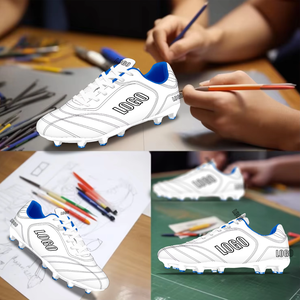 Chaussures <span class=keywords><strong>de</strong></span> <span class=keywords><strong>football</strong></span> professionnelles unisexes pour l'entraînement, crampons personnalisés en gros, tige en PVC, semelle intermédiaire en caoutchouc, printemps/automne - Product Image 5