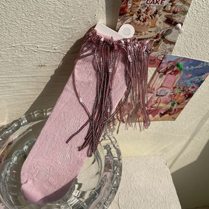 Calcetines geniales para niñas 2025, calcetines de lentejuelas de cristal de encaje metálico brillante con borlas para niños pequeños - Product Image 5