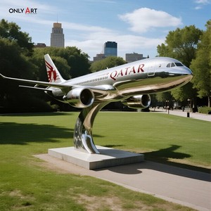 تصميم Onlyart ومخصص ضخم من الفولاذ المقاوم للصدأ الطائرات الحديثة المعدنية في الهواء الطلق طائرة النحت مشاريع محطات المطار - Product Image 2