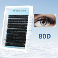 Premium DIY bulu mata halus ekstensi 100D Cluster bulu mata palsu Individual panjang campuran 8-16mm D Curl Grosir Fan bulu mata
