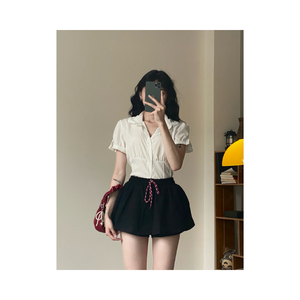 Jupe-short décontractée pour femme de bonne qualité avec cordon de serrage – Jupe-short fluide style coréen, échantillon gratuit - Product Image 6