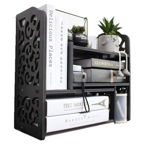 Baroque Bookshelf <b>Desktop</b> Storage Rack 3-Tier <b>Standing</b> Office Organizer Multi-purpose Dustproof Moisture-proof No-drill - Product Image 3