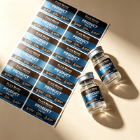 Étiquettes autocollantes en vinyle texturé argenté de luxe, imperméables, avec code-barres, résistantes aux UV inversés, personnalisées pour flacons de peptides, assorties aux boîtes 3ml/10ml/30ml