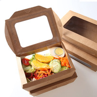 Boîte à lunch en papier kraft biodégradable, boîte à emporter en papier avec 2 fenêtres