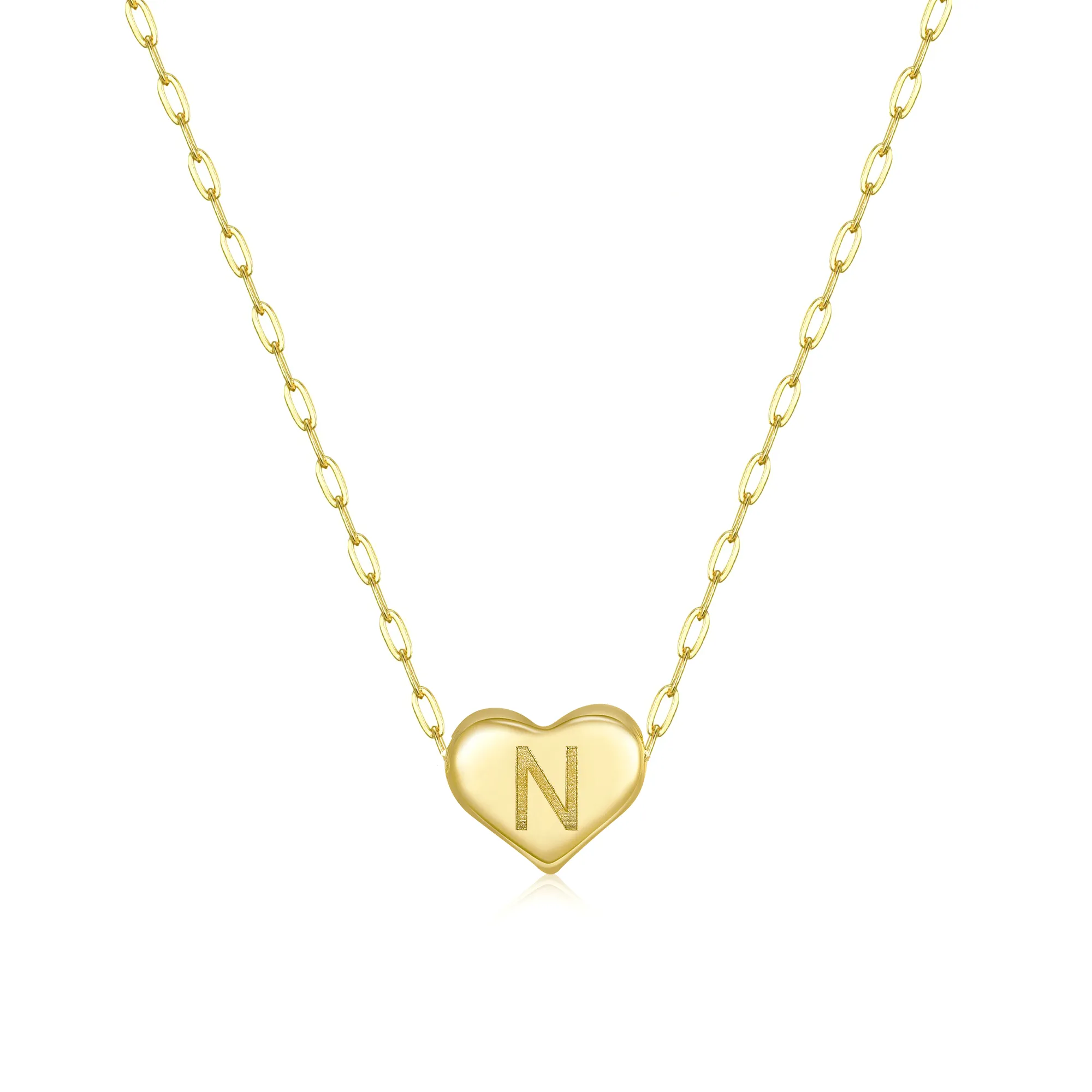 Collier plaqué or en acier inoxydable de A à Z pour femmes avec petits coeurs, colliers ras du cou à chaîne cœur de créateur de bijoux de mode