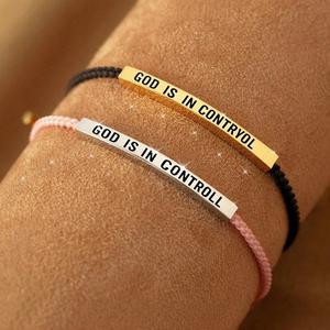 Bracelet élégant et inspirant « Dieu est au contrôle » avec inscription gravée pour femmes et hommes, bracelet ajustable, bijoux cadeaux - Product Image 5