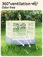 Cage à oiseaux rectangulaire portable en PP avec trou de ventilation, mangeoire et perchoir, plateau amovible facile à nettoyer, fournitures pour oiseaux de compagnie, vente en gros