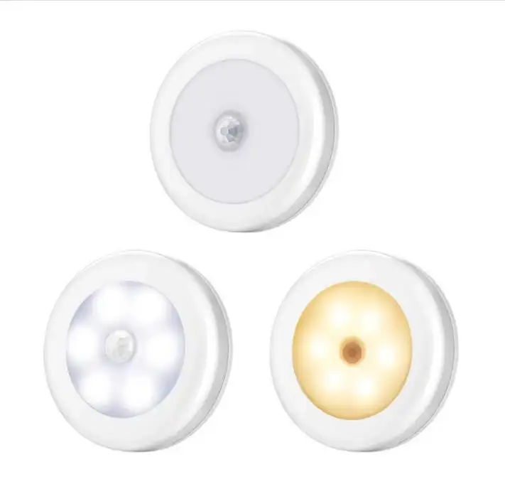 6 LED ánh sáng ban đêm tự động On/Off Stick-on bất cứ nơi nào Pin hoạt động không dây LED cảm biến chuyển động ánh sáng đèn tủ