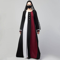 Robe d'été de haute qualité multicolore Kaftan Casual Big Size Long Sleeve Muslim Women Maxi Abaya