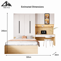 Lit mural modulaire moderne avec bureau et système de rangement, lit mural sur mesure pour toute la maison, gain de place pour petit appartement