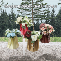 Sacs à fleurs en papier kraft recyclé imperméable avec poignée longue, personnalisables pour fleuristes, bouquets de mariage et promotions (vente en gros)