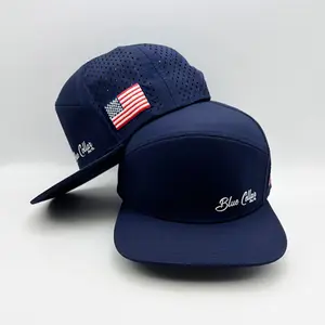כובע חוף גלישה כחול כהה עמיד למים מלן 6 פאנל גוראס מותאם אישית גומי PVC לוגו משאית כובעי גולף ספורט בייסבול כובעי