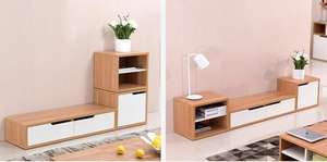 Soporte de <span class=keywords><strong>TV</strong></span> de madera maciza de fresno de Color Natural, mueble de almacenamiento para consola de <span class=keywords><strong>TV</strong></span>, centro de entretenimiento multimedia, Banco de <span class=keywords><strong>TV</strong></span> de madera maciza de 94 <span class=keywords><strong>pulgadas</strong></span> - Product Image 3