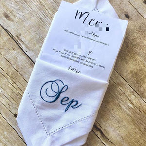 Chiffons jetables en coton et lin de style moderne, ensemble de serviettes bleues faites à la main pour mariage et restaurant - Product Image 3