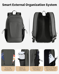 Mochila de lujo con cremallera antirrobo RFID para hombre y mujer, mochila de viaje ligera resistente al agua, soporte para llaves, 9 bolsillos - Product Image 3