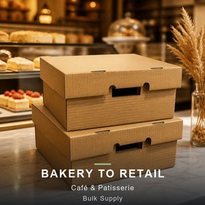 Scatola in Cartone Kraft Cerato Resistente al Grasso per Consegna di Panetteria e <span class=keywords><strong>Pasticceria</strong></span>, Scatola Ondulata per Imballaggio Alimentare con Barriera Contro l'Umidità - Product Image 5