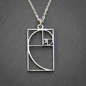 Fibonacci collana a spirale oro giallo in scala 18k placcato oro in acciaio inox matematica scienza gioielli - Product Image 3