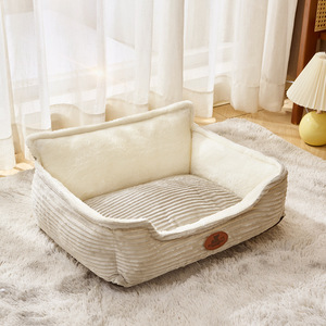 Lit pour animaux de compagnie en peluche douce, canapé chaud pour chiens et chats, amovible et lavable - Product Image 3