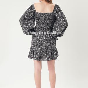 เดรสชีฟองลำลองพิมพ์ลายดอกไม้สไตล์ใหม่ปี 2025 สำหรับผู้หญิง คอกลม แขนยาว เดรสสั้นสไตล์หวาน ลายทอ - Product Image 5