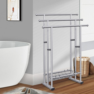 Mobile Hanging Clothes Display Stand <b>Entryway</b> Standing <b>Coat</b> <b>Rack</b> Movable Laundry Basket Space-Saving Foldable for Home Office - Product Image 1