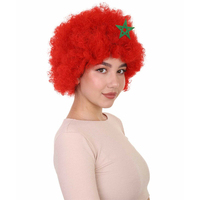 Perruques de supporters de football aux couleurs des drapeaux du Maroc et du Portugal, perruques de clown à tête éclatante, accessoires de cheering pour supporters de football