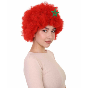 Marokko Portugal Flaggenfarben Fußball-Fanperücken Explosionskopf-Clown-Perücke Fußballteam-Anhänger Anfeuernde Requisiten - Product Image 3