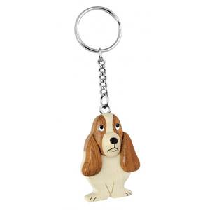 Porte-clés en bois en forme de chien, mini pendentif Basset Hound pour clés et sacs - Product Image 1