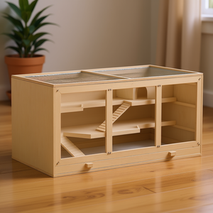 Cage à hamster en bois à 3 niveaux avec rampes et ouverture pour souris et rats, habitat intérieur pour l'exercice - Product Image 2