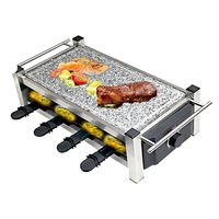 Parrilla Eléctrica Raclette para 8 Personas, sin Humo, con Placa de Aluminio Antiadherente, 1200W, para Uso Doméstico y Hotelero