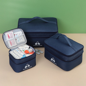 Bolsa de Almacenamiento de Medicamentos de Doble Capa, Organizador de Primeros Auxilios Portátil de Oxford, Botiquín de Viaje con Cierre para el Hogar y Hospital - Product Image 3