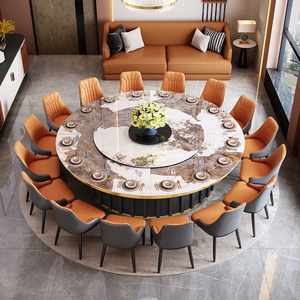 Mesa moderna Mesas de comedor con sillas Moderna con <span class=keywords><strong>Lazy</strong></span> <span class=keywords><strong>Susan</strong></span> Juego de mesa de comedor de color opcional - Product Image 4