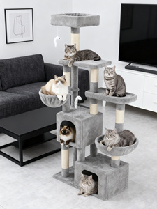 Moderno lujo gato <span class=keywords><strong>grande</strong></span> condominio ecológico gris Sisal gato árbol Torre felpa Sisal <span class=keywords><strong>rascador</strong></span> juego escalada características clásico cartón - Product Image 4