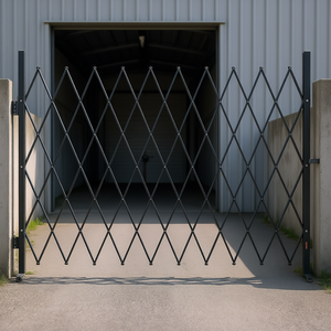 Barrière escamotable en acier à ciseaux pliables, verrouillable, à commande manuelle, installation facile, revêtement poudré, usage industriel - Product Image 2