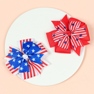 Vente en gros : Pinces à cheveux 4 juillet pour bébé fille, motif étoile <span class=keywords><strong>et</strong></span> drapeau rayé, accessoires de coiffure pour la Journée du Drapeau - Product Image 5