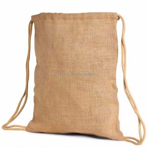 Sac à dos en toile de jute naturelle High King, grand format, écologique, vierge, personnalisable avec cordon de serrage - Product Image 1