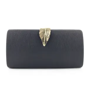 Nijiamiqi — pochette en feuilles de Pu pour femmes, sac à main de soirée nuptiale, sac de couleur bleu noir doré pour mariage, L