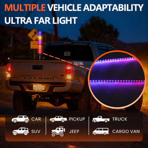 Luci LED a Frusta Trasparenti da 4FT 12V con Telecomando, Antenna Danzante <span class=keywords><strong>RGB</strong></span>, Asta Portabandiera - Product Image 3
