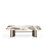 Table basse moderne minimaliste avec plateau en marbre et base en métal, style italien élégant et luxueux pour villa